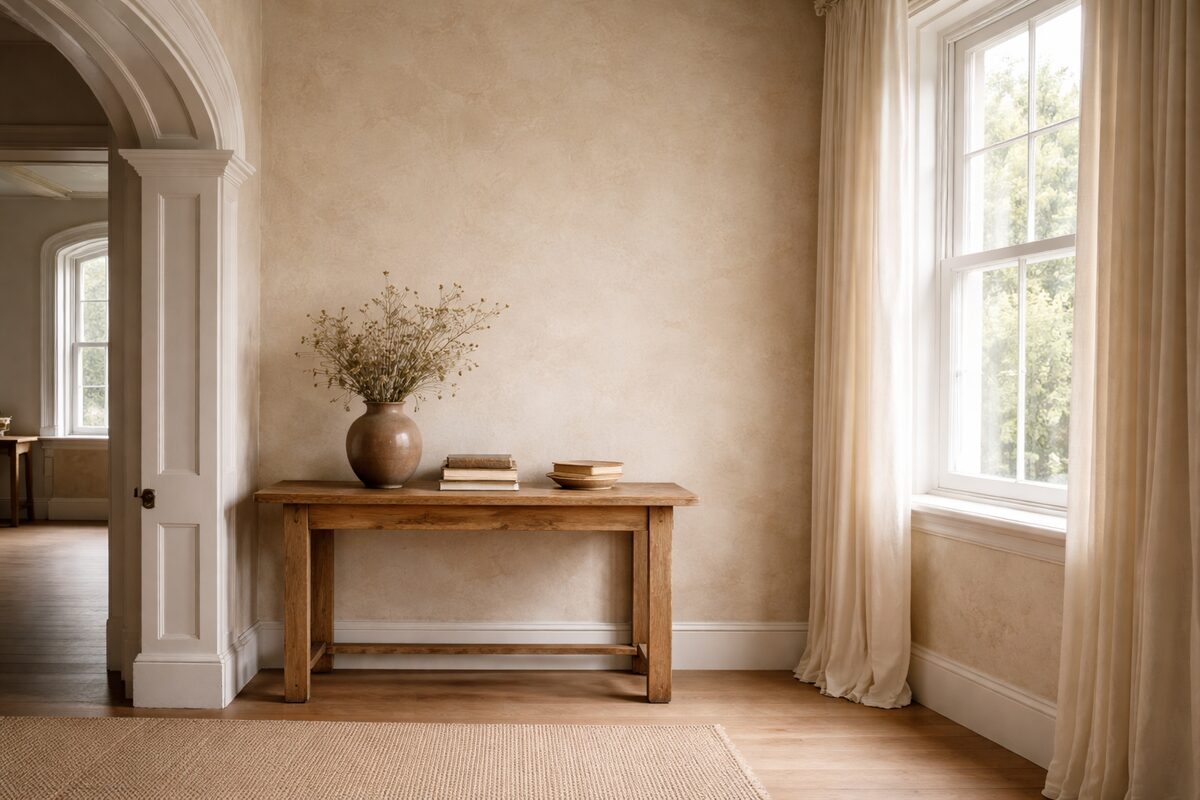 Period interior finished in breathable lime plaster